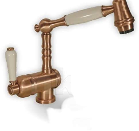 ausziehbare Nostalgie Küchenarmatur Spültischarmatur Küchen Wasserhahn mit ausziehbarer Brause von CROLLA Modell LONDON in Altkupfer