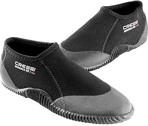 Cressi Minorca Shorty Boots 3mm - Calzari Bassi In Neoprene Bifoderato 3mm per Immersioni e Attivita' Acquatiche, Nero/Suola Nero, XL - 44/45, Unisex Adulto