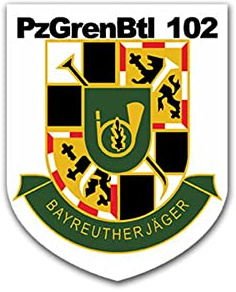 Aufkleber/Sticker PzGrenBtl 102 Panzergrenadier Bataillon Bayreuther 6x7cm A1415