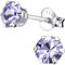 EYS JEWELRY Damen Ohrstecker 925 Sterling Silber – 5 mm runde Zirkonia Kristalle in Zartlila – Klassische Silber Ohrringe für Frauen