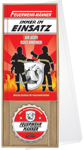 AV Andrea Verlag Feuerwehr Männer Immer im Einsatz Feuerwehrmänner freiwillige Feuerwehr Feuerwehrmann löschen Held (Feuerwehr Männer im Einsatz in Geschenk Box mit XXL Flaschenöffner 14012)