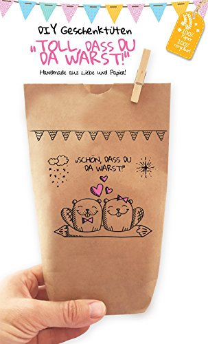 6x Biber Geschenktüten / Papiertüten liebevoll bedruckt aus Kraftpapier, zum Verpacken von Geschenken, Gastgeschenken, Mitgebsel, Giveaways, Kindergeburtstage, Hochzeiten. 100% recyclebar!
