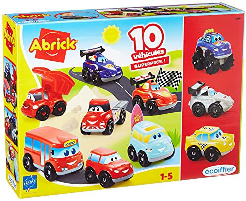 Jouets Ecoiffier – 3269 - Coffret 10 véhicules Fast Cars Abrick – Jeu de construction pour enfants – Dès 18 mois – Fabriqué en France