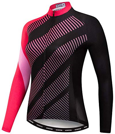 Radfahren Langarm Jersey Frauen Mountainbike Jersey Shirts Lange Rennrad Kleidung MTB Tops Sportbekleidung Pink Schwarz Größe L