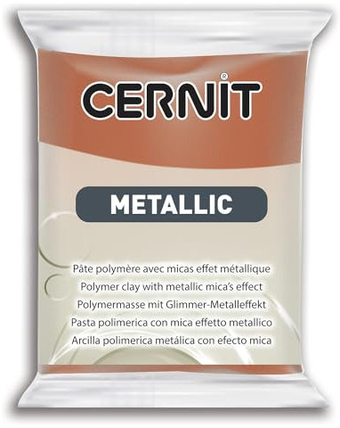 CERNIT CE0870056058C - Block Modelliermasse (Polymer) METALLIC, ofenhärtend, sofort gebrauchsfähig, 56g, geeignet für DIY, Schmuck und Figuren, für Einsteiger und Hobbykünstler, Bronze, 1 Stück