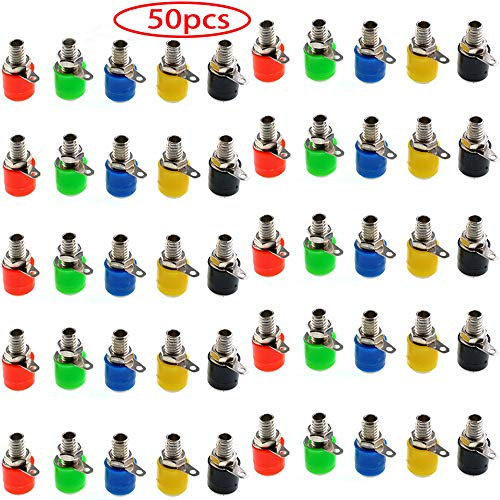 RUNCCI-YUN 50Pcs 4mm Banana Socket, Speaker Banana Connectors, Female Panel Connectors, for Speaker Wire, Home Theater, Audio/Video Receiver, Amplifiers and Sound Systems