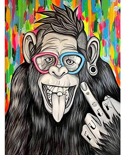 Bimkole Diamond Painting 5D DIY Diamant Peinture Lunettes Singe Bricolage Plein Forage Cristal Strass Peinture Broderie Point Décor à La Maison 30 * 40cm(f1-147)