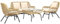 Outsunny Salon de Jardin 4 pers. 4 pièces Style Exotique métal époxy résine Imitation Coussins Grand Confort Inclus Polyester Beige