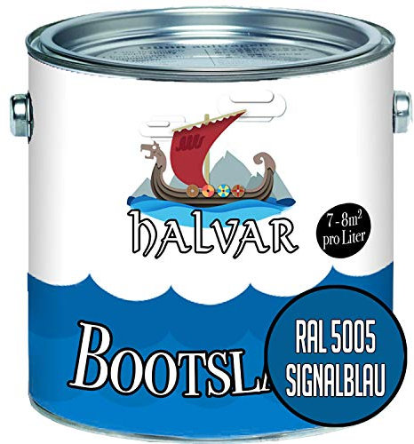 Halvar 2-K MATT Yachtlack Blau RAL 5000-5024 Bootslack für GFK/Polyester/Kunststoff 2-Komponenten Lack inkl. Härter (1 L, RAL 5005 Signalblau)