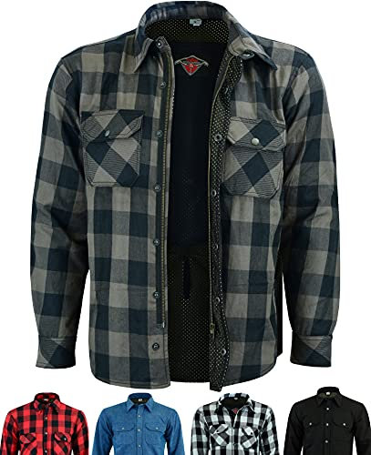 Texpeed Mens Motorcycle Motorbike Jacket - Biker Shirt Made With 280gsm Aramid And Protective CE Armour (EN 1621-1) Grey - M