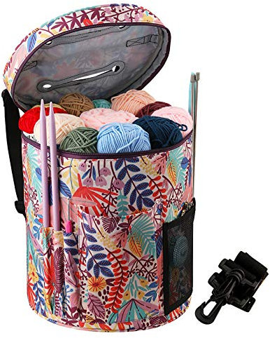 Coopay Knitting Bag, Knitting Crochet Projects Bag, Knitting Bags for Wool and Needles Storage, Yarn Storage Bags With Pockets for Accessories, Wool Holder Knitting Organizers Craft Bag, Forest