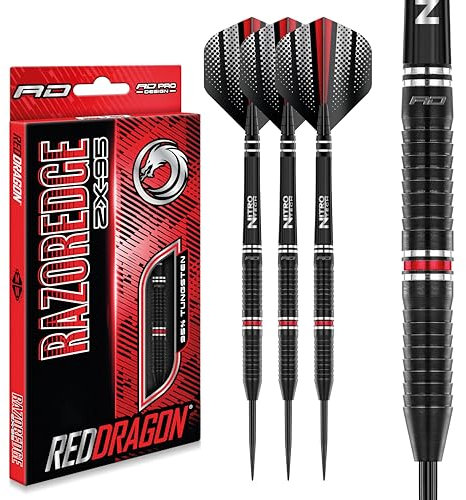 RED DRAGON Razor Edge ZX-95-26 gram Tungsten Professional Darts Set with Flights and Nitrotech Shafts (Stems)