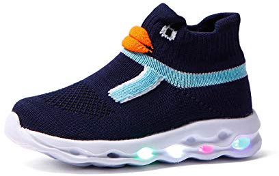 IRON JF Kinder Schuhe, Leuchtschuhe mädchen Jungen, led Schuhe Kinder Little Yellow Duck leuchtende Schuhe LED- Lichter Socken Sportschuhe Kinder leichte Netzschuhe (Color : Blau, Size : 28 EU)