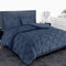 MH Home Pintuck Double Duvet Cover Set - 200 Thread Count 100% Egyptian Cotton Pinch Pleated Quilt Bedding Covers Set (Navy Blue, Double)