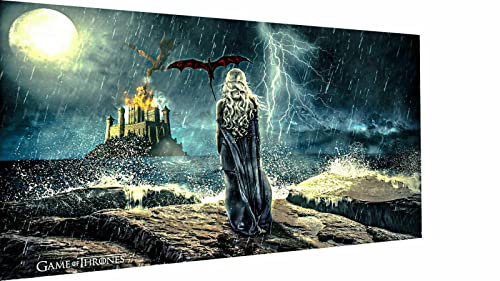 Magic Canvas Art - Bilder GoT Game of Thrones khaleesi Leinwandbild 1- teilig Hochwertiger Kunstdruck modern Wandbilder Wanddekoration Design Wand Bild, Größe: 80x 40 cm