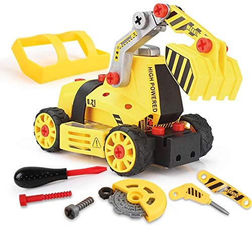 kramow 7 in 1 Montage Spielzeug Auto LKW,Kinder Spielzeug ab 3,Spielzeug 4 Jahre Junge,Lastwagen Autos,65 TLG,Kleinkind Baustelle Kinder Spielzeug ab 5 ab 6