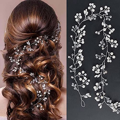Haarschmuck Hochzeit Braut Perlen Stirnband Silber Strass Kopfschmuck Für Damen Mädchen Brautjungfern Abschlussball 1 PCS