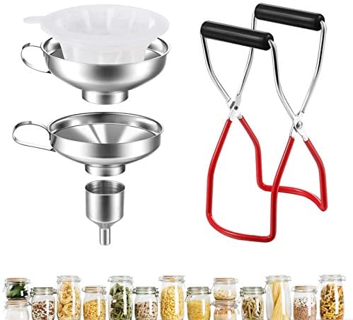 Entonnoir en acier inoxydable, avec élévateur de bocaux et 300 mesh filtre en maille pour transférer des épices, des liquides, des haricots, des confitures