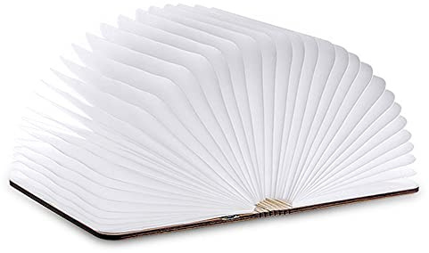 Faltbare Buchlampe Neuheit Holz Tischlampe Tragbare Schreibtischleuchte LED Papierlaterne mit USB Wiederaufladbar für Geschenk Home Office Dekor