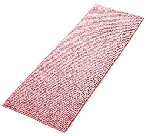 Decomira Badematte rutschfest | Als Badteppich Set kombinierbar | Badezimmer-Teppich Bad-Vorleger waschbar aus Chenille | Duschvorleger für Dusche, Badewannen, WC Deko | Rosa - 50x150 cm