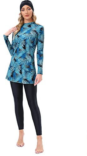 seafanny Damen Modest Badeanzug 3 Stück Full Cover Hijab Burkini 4XL(48)