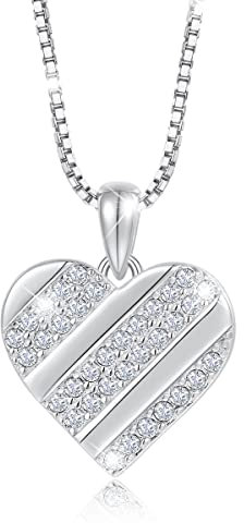 PAVELS Halsketten Ketten Herz HEART gold, silber oder roségold Herzschmuck Geschenke für Sie elegant mit Zirkonia Herzketten (Silber)