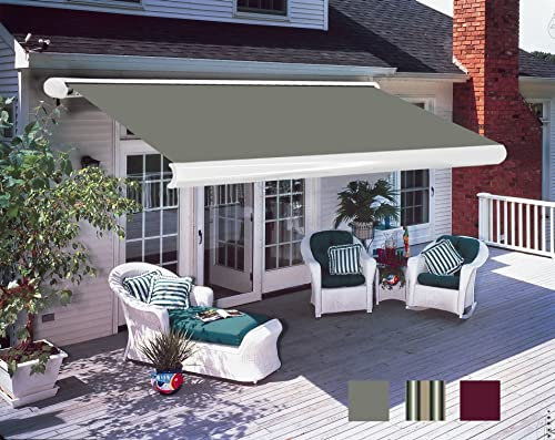 Green Bay 3.5x2.5M Electric Awning DIY Patio Awning Gazebo Canopy Complete Grey with Fittings and Remote Control