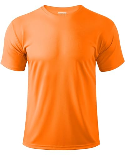 Boladeci Men's Swim Shirt Short Sleeve UPF 50+ Sun Protection SPF UV Moisture Wicking Lightweight Quick Dry Rash Guard, Orange, XL