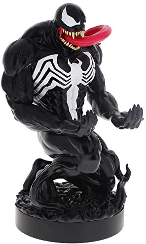 Exquisite Gaming Cable Guy: Phone/Controller Holder - Marvel Venom, Includes a 4 Foot Charging Cable, Heavy Duty PVC Statue and Sturdy Base to Hold Your Stuff without Tipping Over