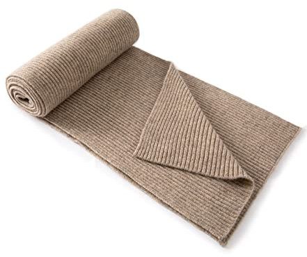 Lallier Unisex-Kaschmirwolle Klassischer, gerippter, fester Schal, ultraweicher, warmer Winterschal mit Geschenkbox (Kamel)