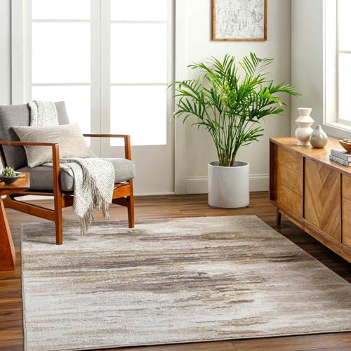 Livabliss Sumna Abstract Rug - Area Rugs Living Room 160x213 cm, Dining Room, Lounge, Kitchen, Bedroom - Modern Marble Large Rug, Soft Luxurious Easy Care Medium Pile, Ivory, Tan, Taupe, Brown