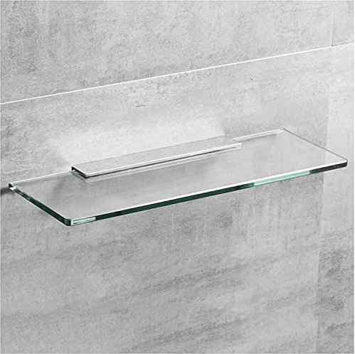 AKAZI Badezimmer-Glasregal Wandmontiertes rechteckiges schwebendes Regal aus gehärtetem Glas Duschablage 1 Ebene (Size : 55CM/22IN) (18CM/7IN)