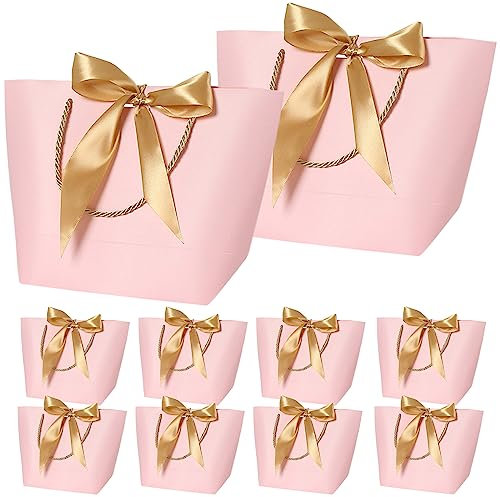 YAXIDAEVER 10 Stück Geschenktüte Groß,Papier Geschenkbeutel,Elegant papiertüten,Geschenktasche Schleife,Geschenktaschen für Geburtstag Hochzeit Babyparty