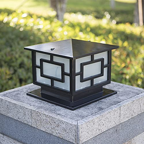 Außenleuchte Antik Goldenes Acryl Säulenscheinwerfer IP44 Wegeleuchte Retro E27 Aluminiumguss Wasserdichte Pollerleuchten Aussen Rasen Garten Terrasse Sockellampe Im Freien Höfe (Schwarz - 25cm)