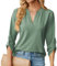 Heersan Womens Blouse 3/4 Sleeve Blouses for Women V Neck Long Sleeve Tops Casual Blouse Shirts DarkGreen