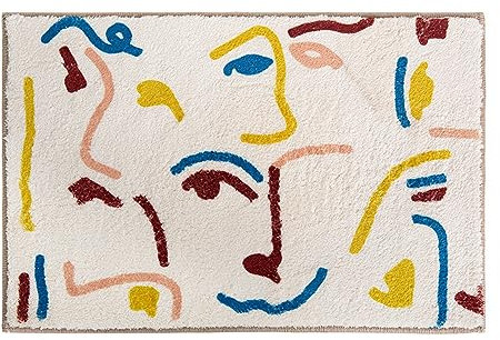 Badezimmerteppich Blauer Senf Gelb Badematte Flauschig Mikrofaser Badvorleger rutschfest Duschvorleger Schnelltrocknend Badteppich Waschbar Duschvorleger Verdicken Badematten Badmatte 50x80cm