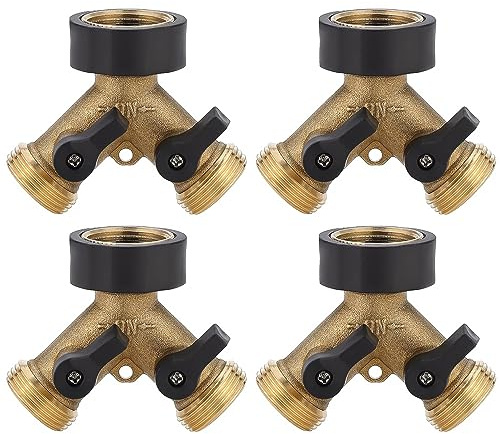 Wasserhahn-Adapter, 1,9 cm (3/4 Zoll), Messing, 2-Wege-Wasserhahn, Gartenschlauch-Verteiler, Bewässerungsschlauch, Außenhahn-Adapter, Verbindungsstücke, 2-Wege-Messing-Wasserhahn-Verteiler, Y-Stil mit