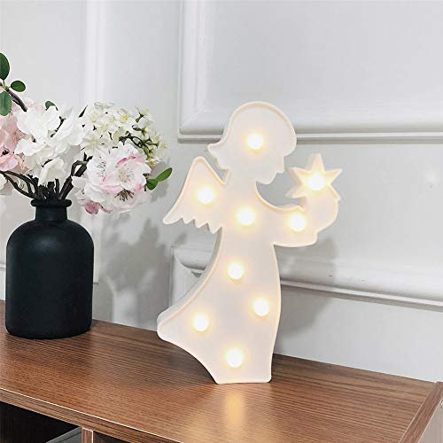Mrisata Engel Fee LED Nachtlicht Dekoration Warmweiß, Kunststoff, Weiß