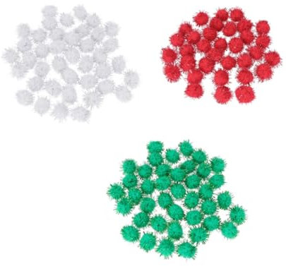 EXCEART 500stücke Pompons Zum Basteln DIY Flauschbälle in Rot Grün Und Weiß Für Girlanden Dekorationen Und Kinderprojekte