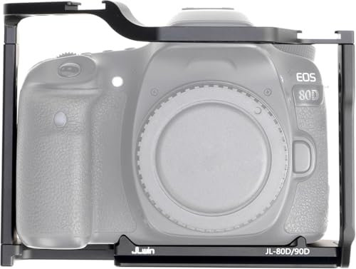 Hersmay Jaula de cámara para cámaras Canon 90D 80D 70D, placa de liberación rápida para Arca-Swiss, orificios para tornillos de 1/4 y 3/8 y soporte para zapatos fríos para accesorios