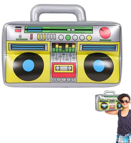 Aufblasbares Radio,Aufblasbarer Retro Ghettoblaster, Aufblasbare Rock Star Toy, Aufblasbar Spielzeug, 80er 90er jahre Dekoration Party, Retro Party Deko für Disco Mottoparty Karneval Outfit 39*28*14CM