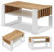 defiPad Wohnzimmertisch für Couch | Klein Couchtisch Weiß Eiche mit Stauraum | Modern Tisch Wohnzimmer mit Lamellas | Coffee Table | Kleiner Tisch | 92CM Kaffeetisch | Stabil Stubentisch