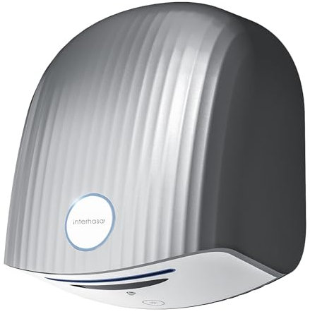 interhasa! Sèche-main automatique avec capteur infrarouge pour salle de bain à la maison, extra silencieux, silencieux (40 dB), montage mural, couvercle ABS compact 1200 W (argent)
