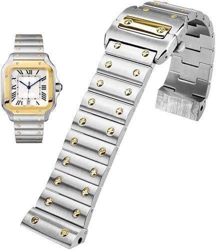 SHZZHS Massives Edelstahl-Herrenarmband für Cartier Santos 100-Serie, Armband mit Butterfly-Schnalle, Uhrenzubehör