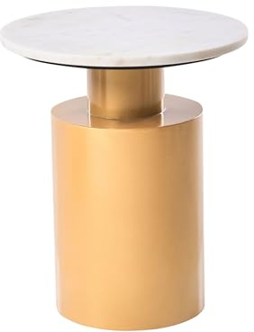 Beistelltisch aus Metall Marmor gold / weiß rund ⌀ 40 cm elegant Ariaga