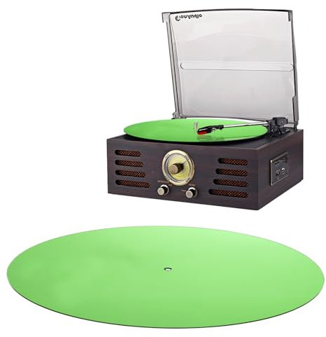 Turntable Mat Record Platter Slipmat, Acrylic Vinyl Mat, Green Slipmat for Record Player, Vinyl Slipmat Fits All 12 Turntables, 3mm Thickness Smooth Sound Quality, Antistatic Anti Vibration