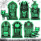 8 Stück Halloween Deko Outdoor Set, 6 Stück RIP Grabstein Halloween Leuchtend, 2 Stück Fluoreszierende Kat, für Garten Rasen, Halloween Events, Karneval, Labyrinthe