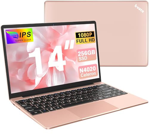 bvate 2025 PC Portatile Win 11 Computer 14 Pollici Notebook 256GB Supporta l' espansione 1TB SSD 2.4G+5G 1080P con mouse senza fili & & Film in lingua siliconica per tastiera(Italiana)-Oro rosa