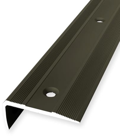 Treppenkantenprofil 16 x 38 x 1000 mm Winkelprofil Aluminium Geriffelt Versenkt Gebohrt Bronze Einfasshöhe 0-14 mm Küberit