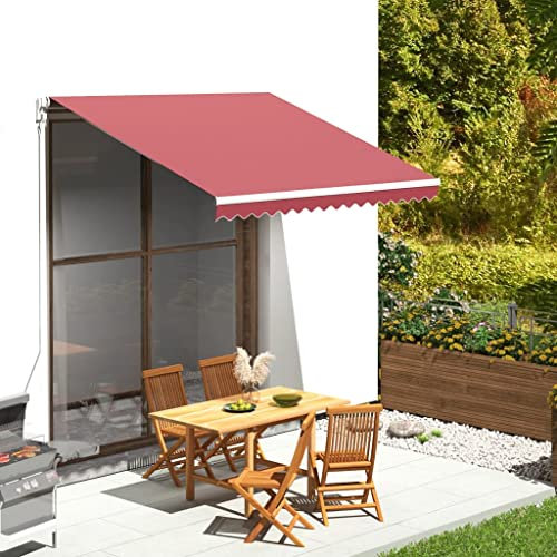 Baziroo Markisenbespannung Ausfahrbare Markise Balkon Markisentuch Markise Canvas Markisen Ersatzstoff Wechseln Markisenstoff Außen Markisenstoff UV Markisenstoff 280x245 cm Burgunderrot Polyester